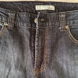 Chico's High-Rise Straight Leg Jeans in Dark Blue with Contrast Stitching